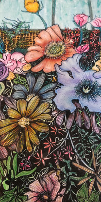 (CreativeWork) Fancy Florals by Anna Boros. Drawing. Shop online at Bluethumb.