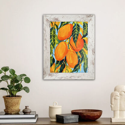 Mango  painting  by Irina Redine. Framed and ready to hang artwork.