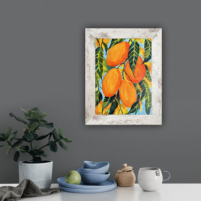 Mango  painting  by Irina Redine. Framed and ready to hang artwork.