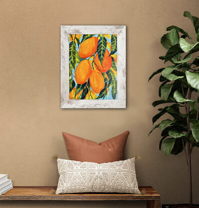 Mango  painting  by Irina Redine. Framed and ready to hang artwork.