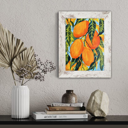 Mango  painting  by Irina Redine. Framed and ready to hang artwork.