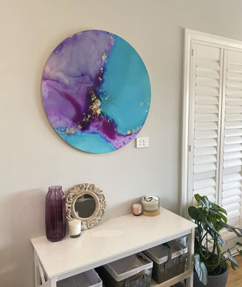 80 cm round artwork with Purple, Blue and Gold