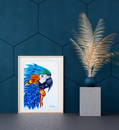 (CreativeWork) Parrot Art Print | Bird Wall Decor | Colorful Parrot Art | Parrot Wall Art | Home Decor Art | Bedroom Wall Art | Paper Print Wall Art  -  A3 - 29.7 x 42.0 cm (11.69 x 16.53 inch)  by Ying Yang. Reproduction Print. Shop online at Bluethumb.