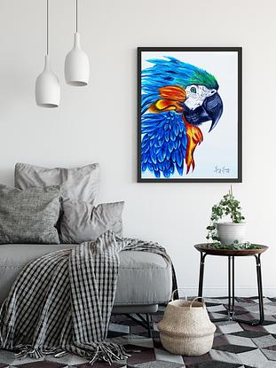 (CreativeWork) Parrot Art Print | Bird Wall Decor | Colorful Parrot Art | Parrot Wall Art | Home Decor Art | Bedroom Wall Art | Paper Print Wall Art  -  A3 - 29.7 x 42.0 cm (11.69 x 16.53 inch)  by Ying Yang. Reproduction Print. Shop online at Bluethumb.