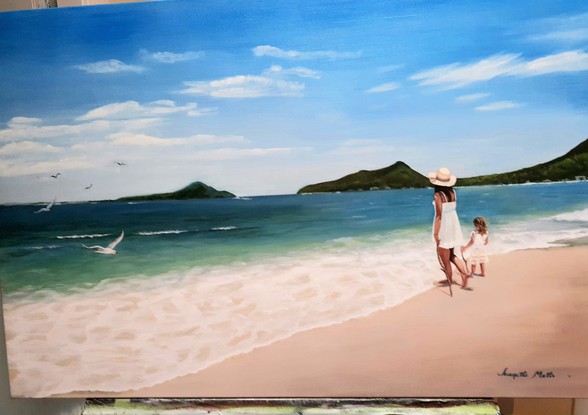 (CreativeWork) 'Shoal Bay Serenity' by jeanette Matts. Acrylic. Shop online at Bluethumb.